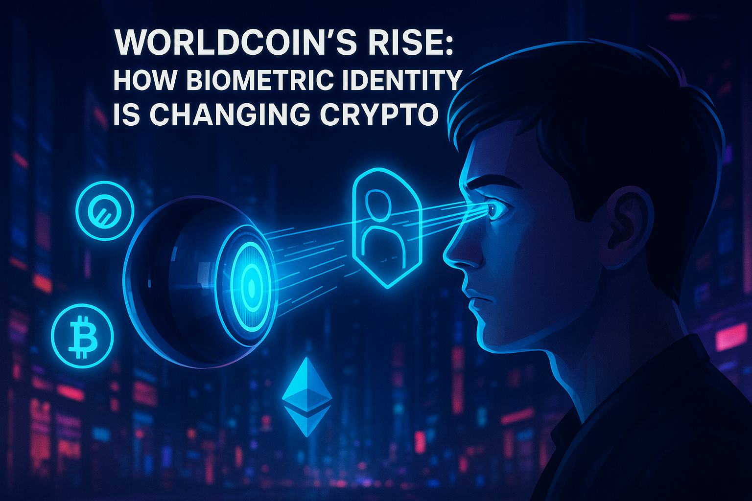 Worldcoin Orb device scanning iris for biometric identity verification in 2025