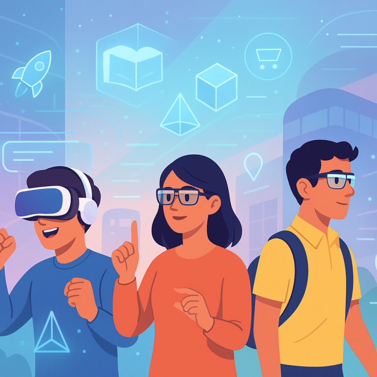 Person wearing an XR headset experiencing augmented and virtual reality in 2025