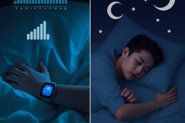 Person wearing a smartwatch on wrist while sleeping in bed for sleep tracking