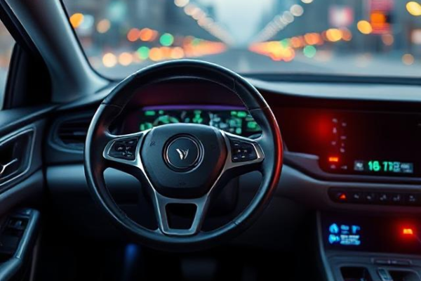 Self-driving autonomous vehicle navigating a city road using sensors and AI technology