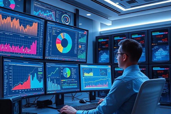 Big data analytics dashboard showing charts, graphs, and data insights for business decision-making