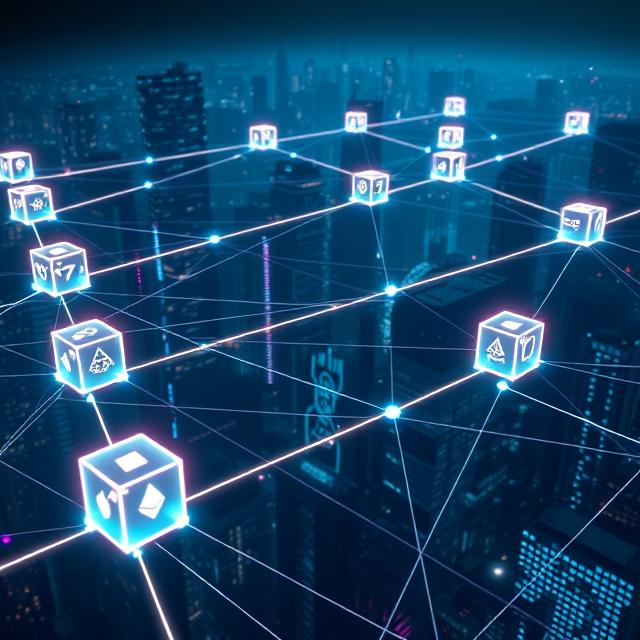 Diagram showing blockchain interoperability connecting Ethereum, Polkadot, and Cosmos networks