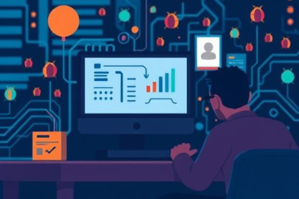 Developer using a bug tracking tool to manage and resolve software defects