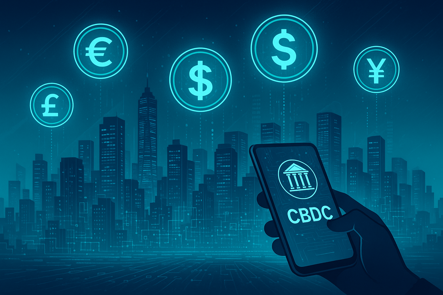 Central Bank Digital Currencies CBDC concept with smartphone and digital wallet