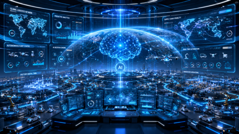 Agentic AI autonomous robot making decisions in a smart factory environment