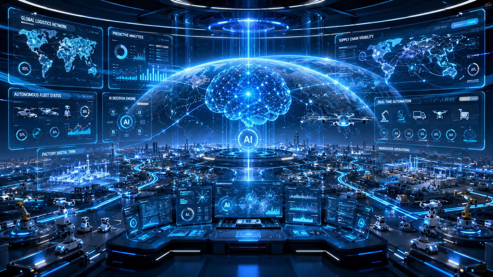 Agentic AI autonomous robot making decisions in a smart factory environment