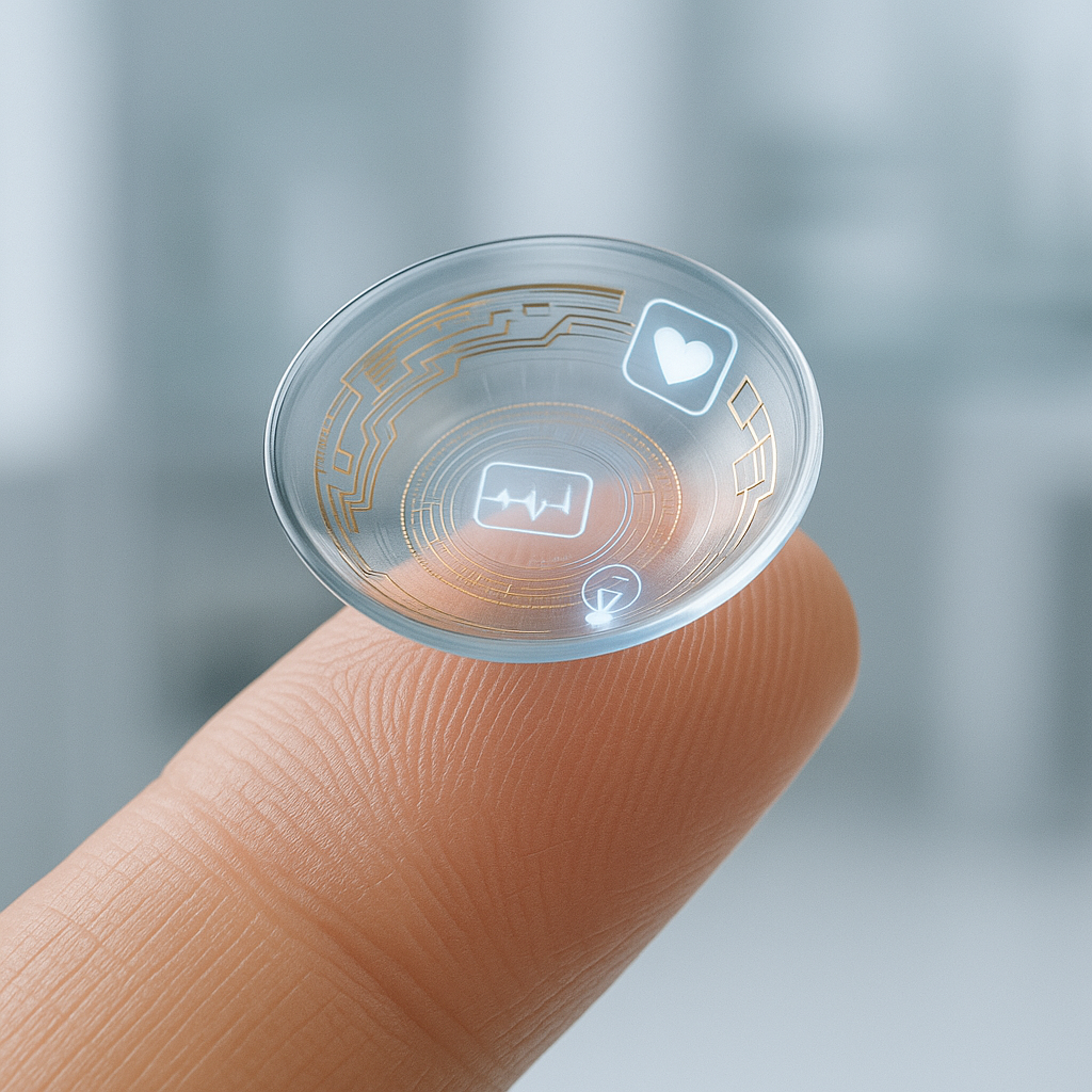 Smart contact lens with embedded microchip and AR display technology