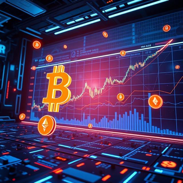 Cryptocurrency coins including Bitcoin and Ethereum representing digital currency and blockchain technology