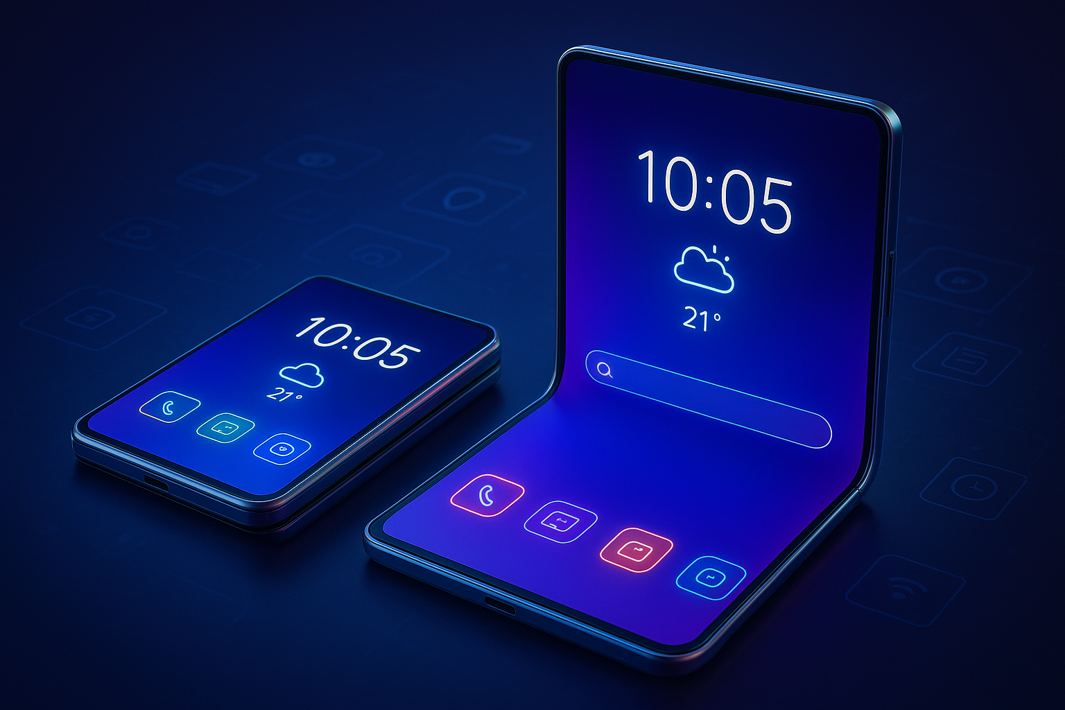 Latest generation foldable smartphone unfolded showing large inner display and improved hinge design