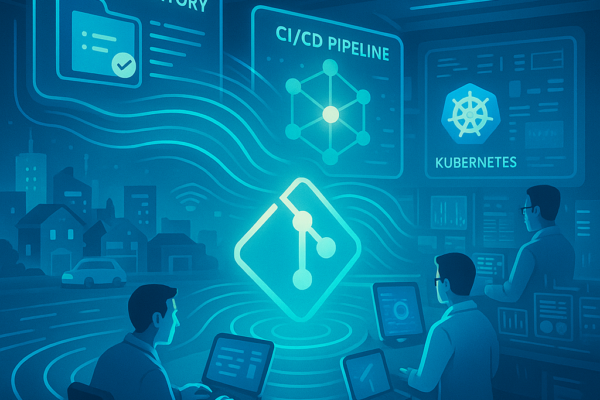 GitOps workflow diagram showing Git as the source of truth for Kubernetes deployments