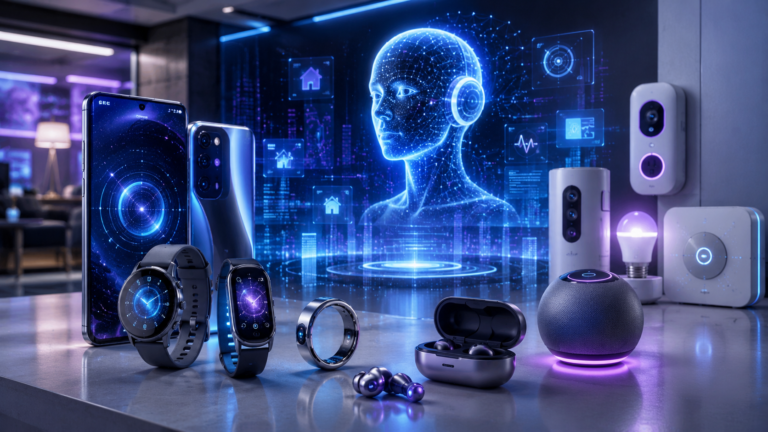 AI-powered consumer electronics including smartwatch, smartphone, and smart home devices in 2026