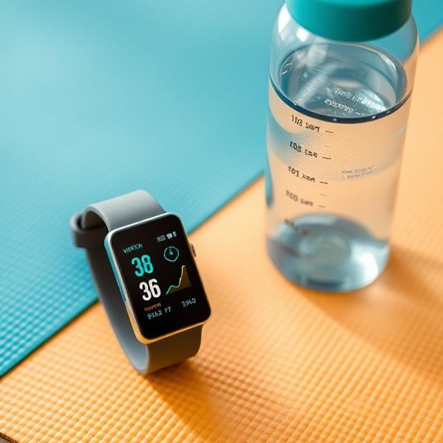 Person wearing a hydration wearable device tracking daily water intake on a smartphone app