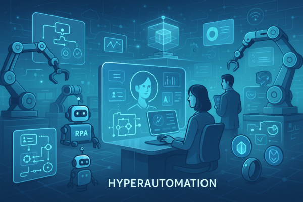 Hyperautomation combining AI, RPA, and machine learning for fully automated enterprise workflows