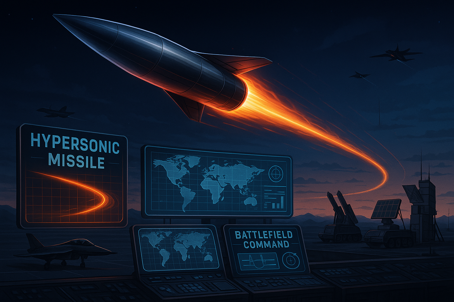 Hypersonic missile in flight representing modern defense technology