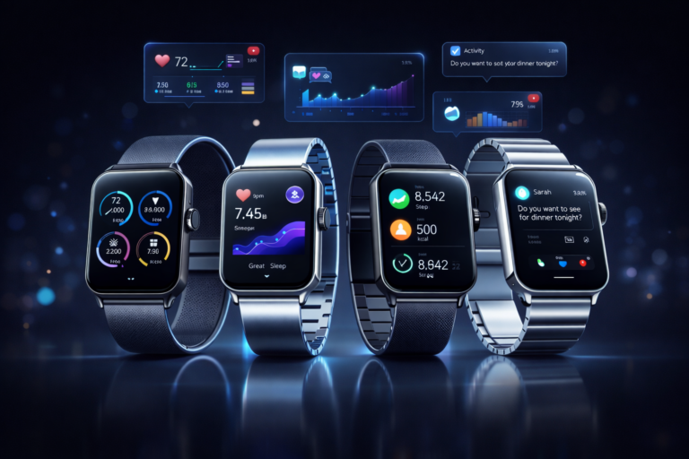 Modern smartwatch with slim design, AMOLED display and premium metal body
