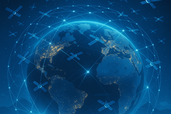 Starlink LEO satellite orbiting Earth providing global satellite internet coverage