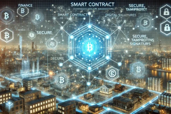 Smart contracts running on blockchain technology for automated digital agreements
