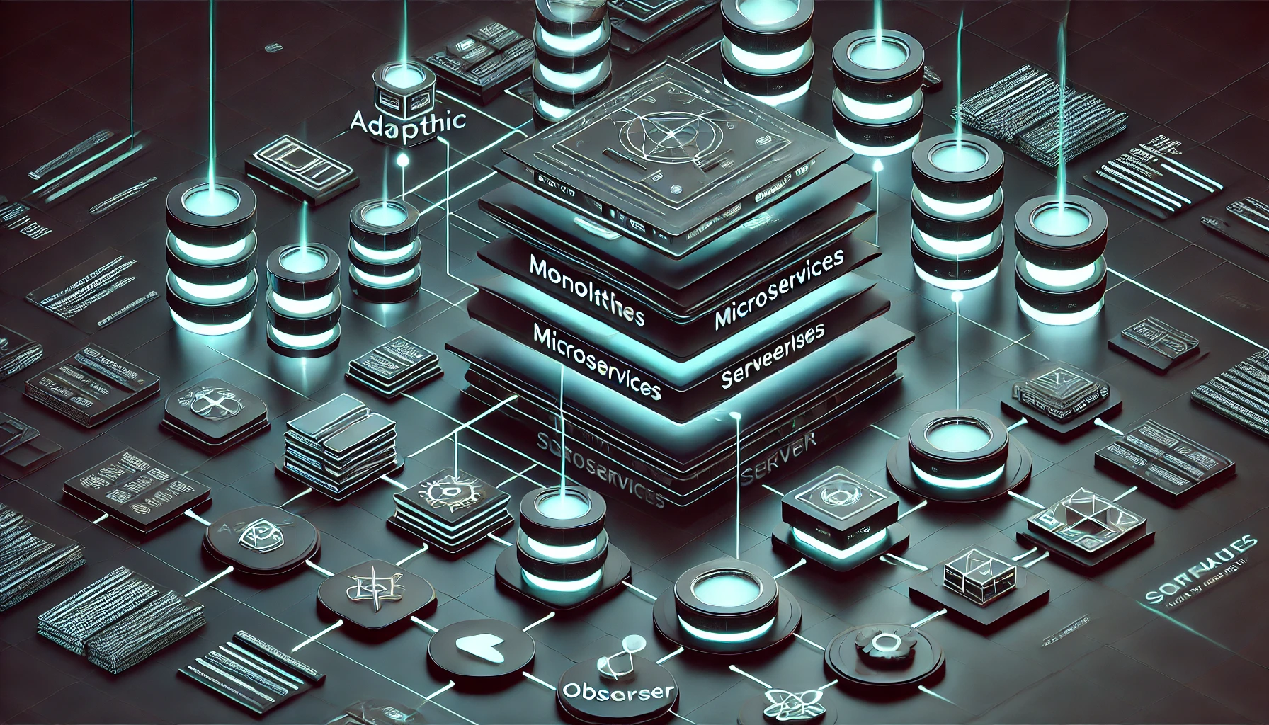 Diagram showing software architecture types and design patterns for developers
