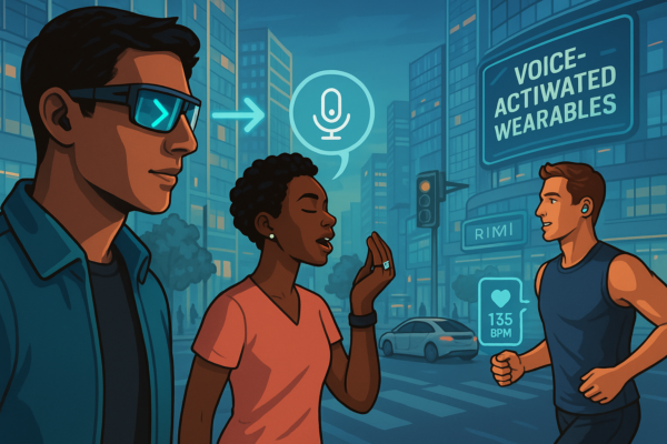 Person using voice-activated smartwatch for hands-free control in 2025