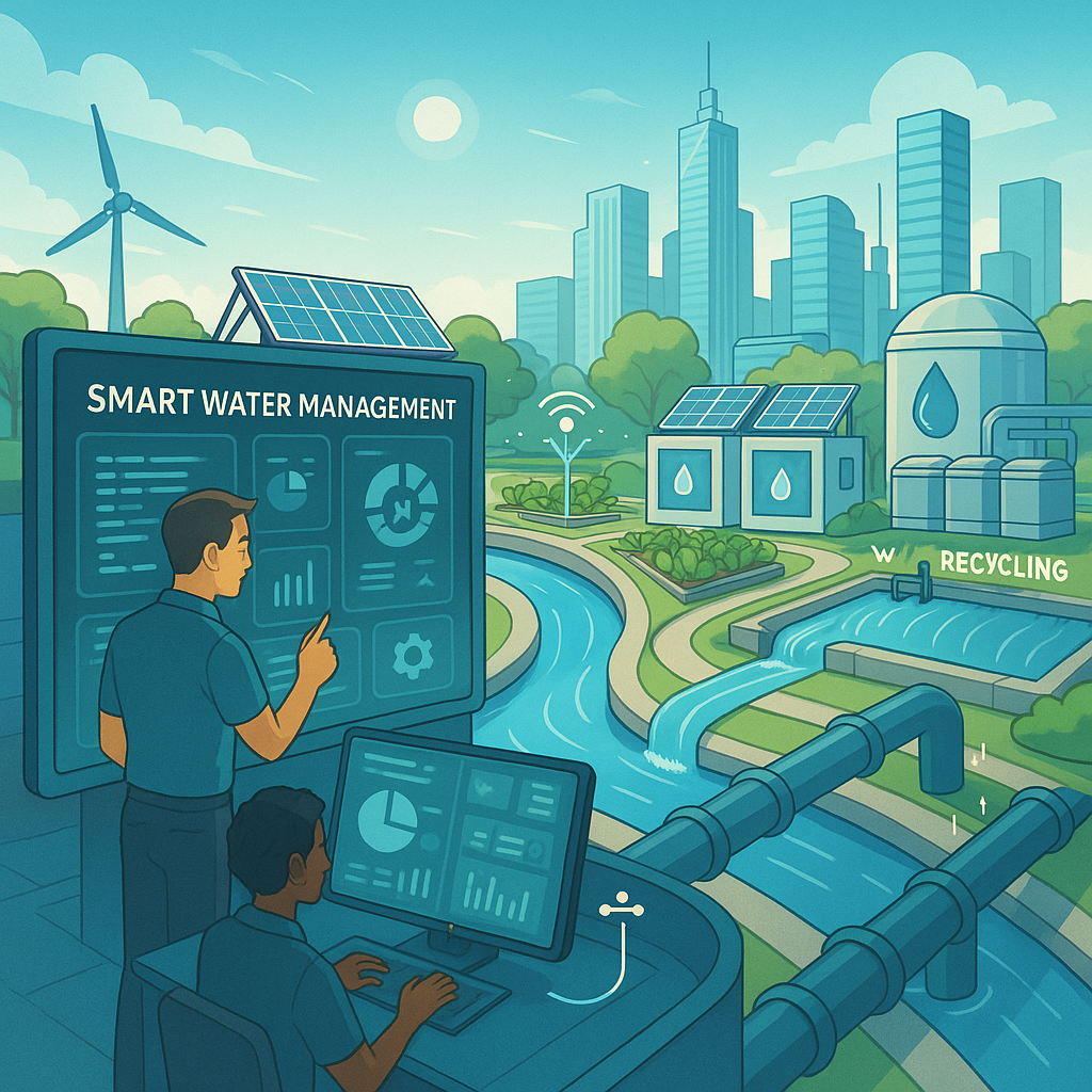 Smart water management system with IoT sensors monitoring pipes and water infrastructure