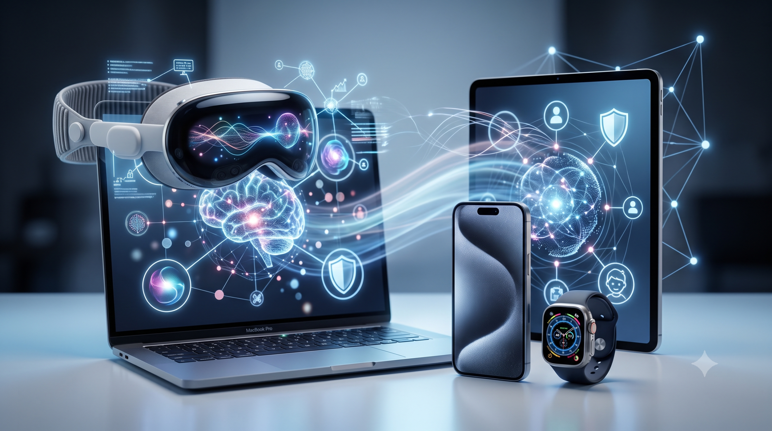 Apple WWDC26 keynote showcasing AI integration across iPhone iPad Mac and Vision Pro with new parental controls