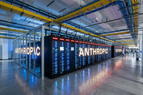 Data center servers representing AMD and Anthropic AI infrastructure partnership