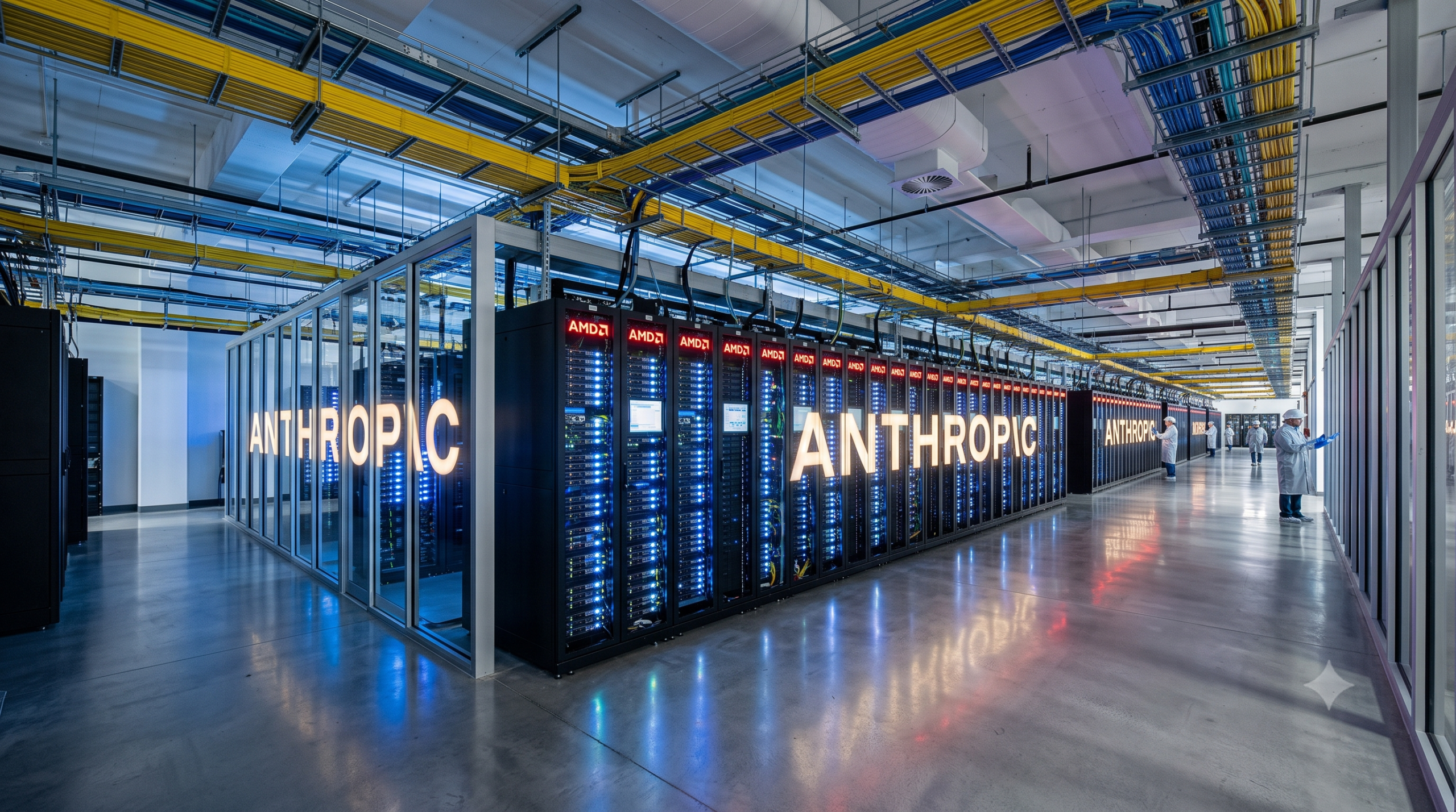 Data center servers representing AMD and Anthropic AI infrastructure partnership