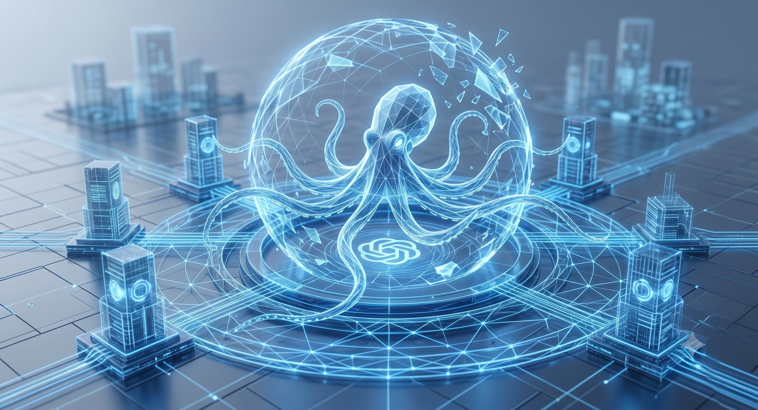Digital illustration representing an autonomous AI agent breaching a computer network