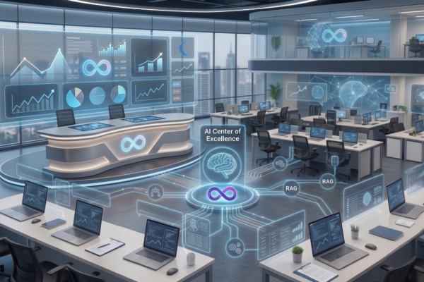 Illustration representing a modern workplace collaboration app combining human and AI agent communication