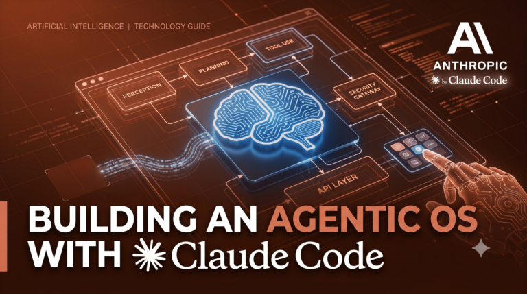 Abstract illustration of interconnected AI agent workflows and automation layers