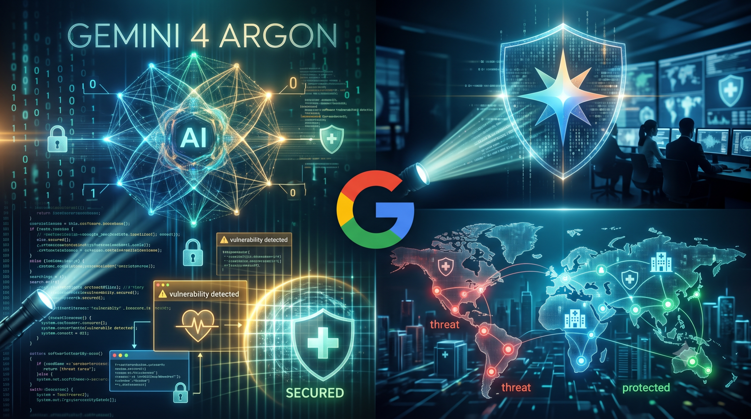 Google Gemini 4 Argon AI model interface displaying cybersecurity and code analysis capabilities